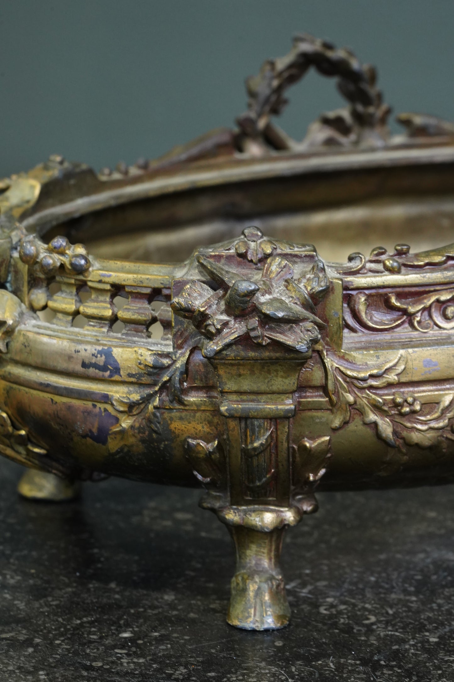 Antique French Brass Jardiniere | Centerpiece