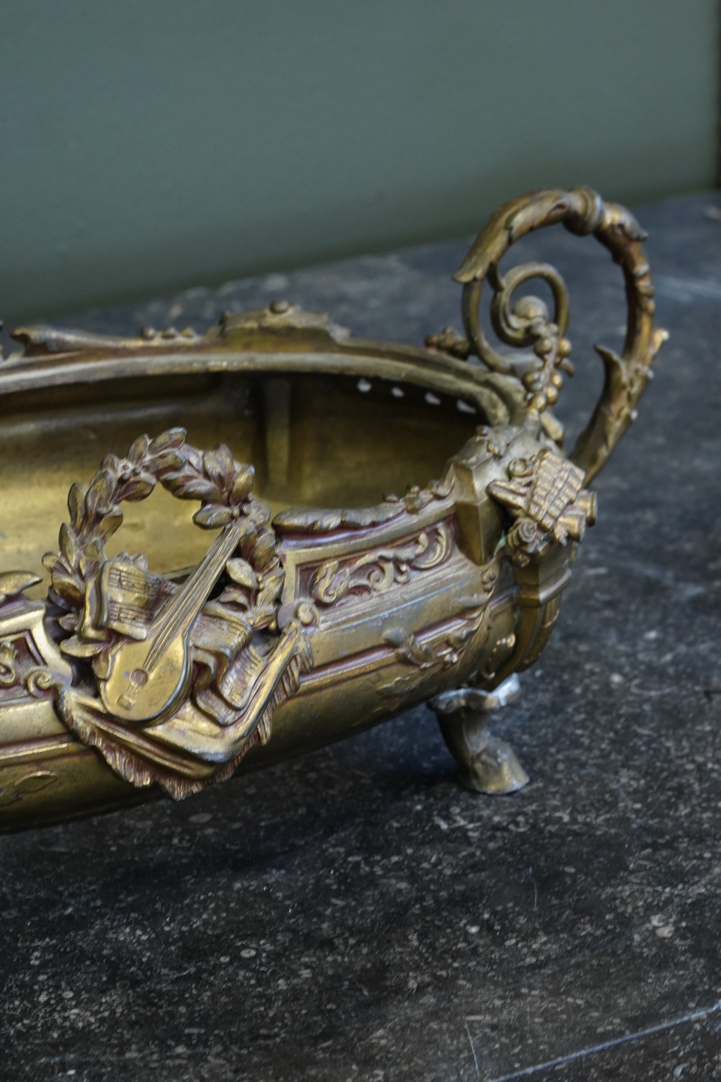 Antique French Brass Jardiniere | Centerpiece