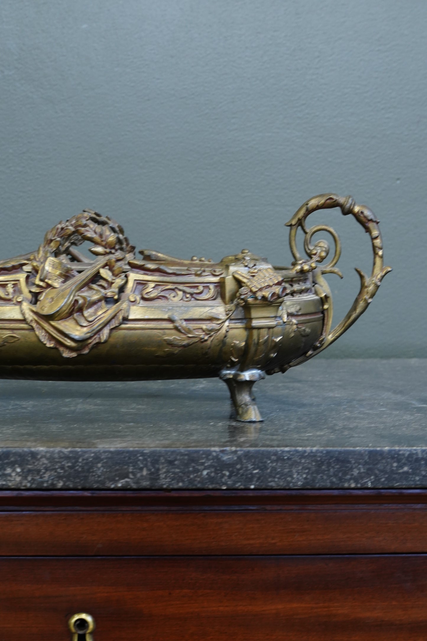 Antique French Brass Jardiniere | Centerpiece