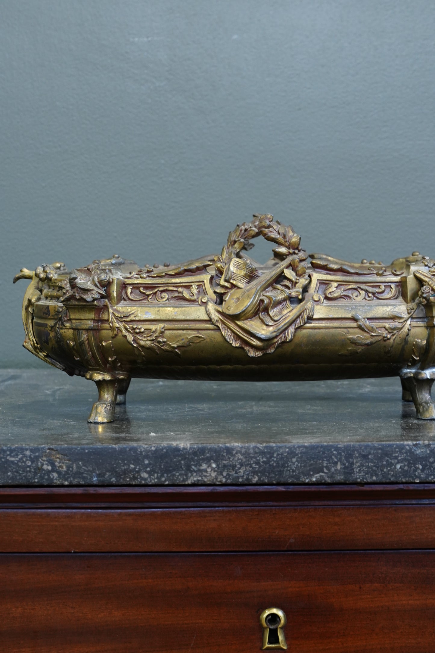 Antique French Brass Jardiniere | Centerpiece