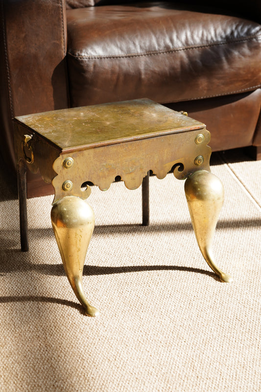 Antique English Brass Footman | Step Stool