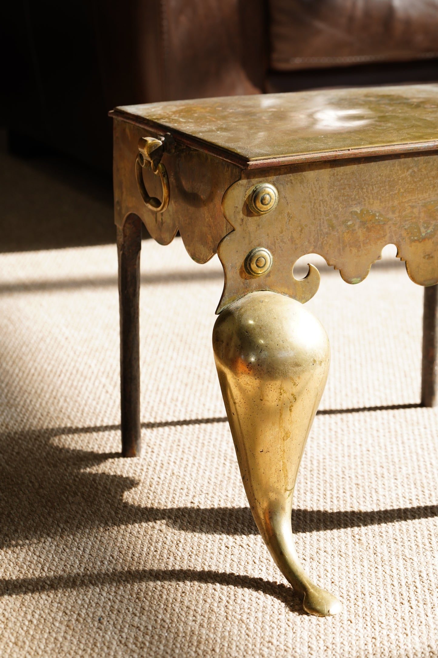 Antique English Brass Footman | Step Stool