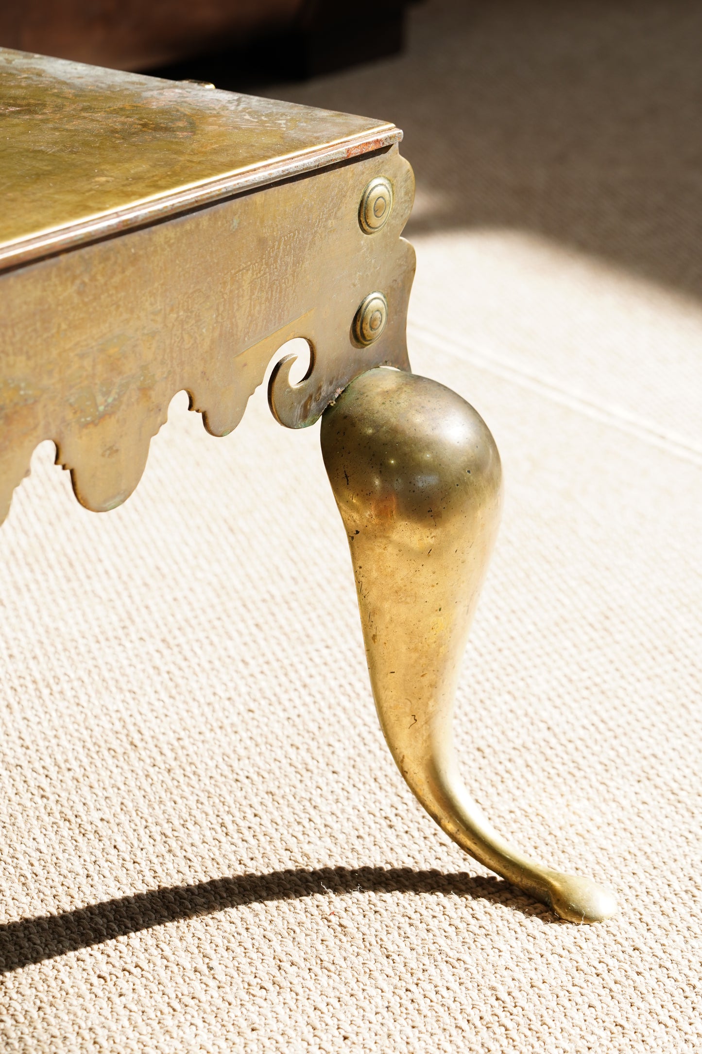 Antique English Brass Footman | Step Stool