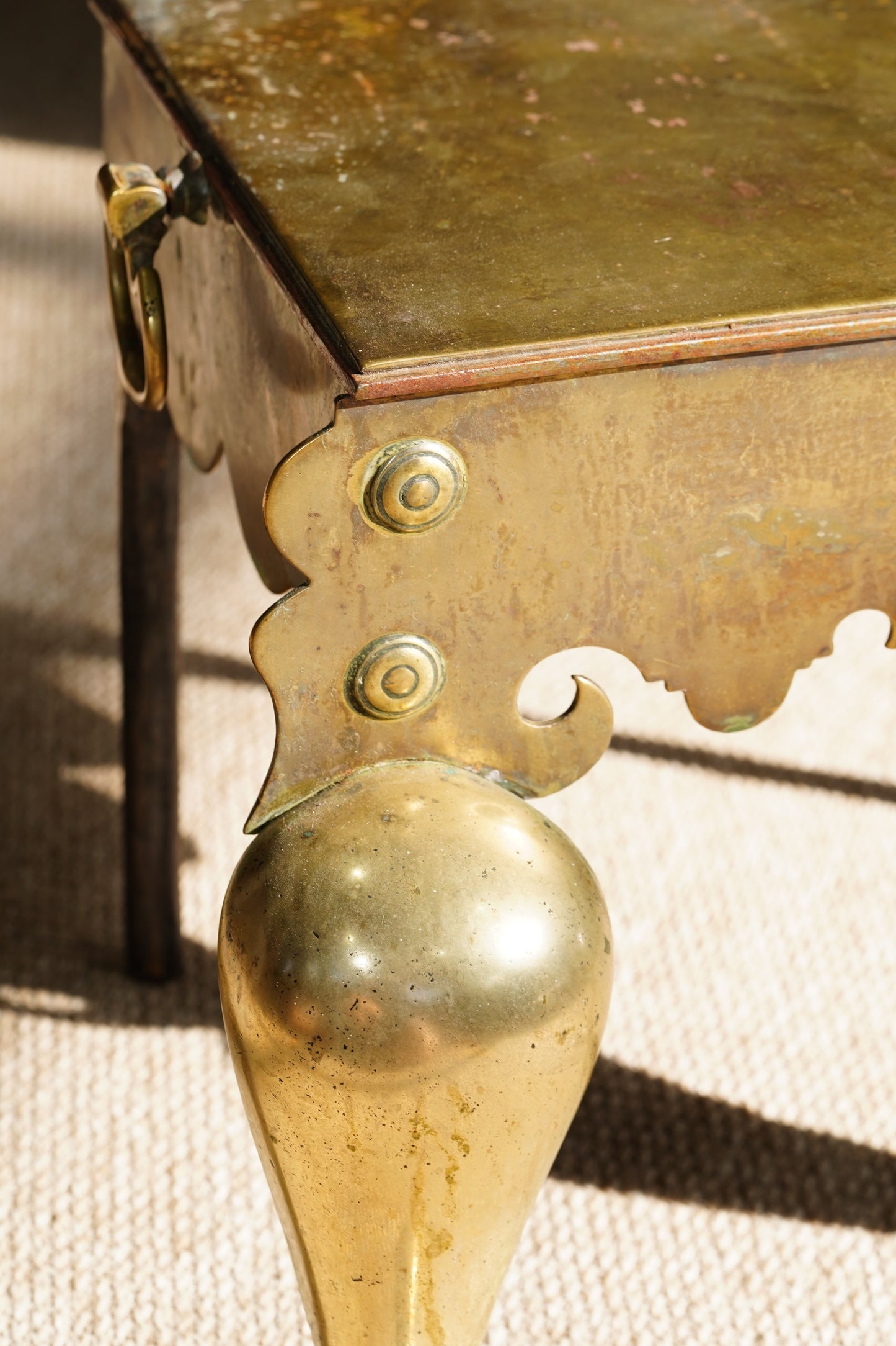 Antique English Brass Footman | Step Stool