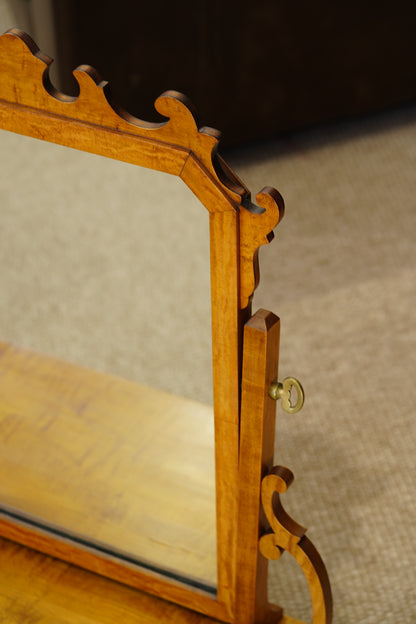 Vintage Birch Vanity Mirror with Drawer, Early 20th Century