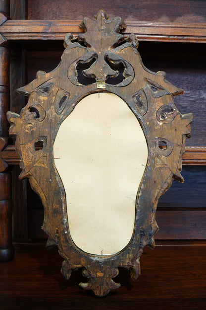 Antique Silver Gilt Wall Mirror, Italian Rococo, Teal Accents