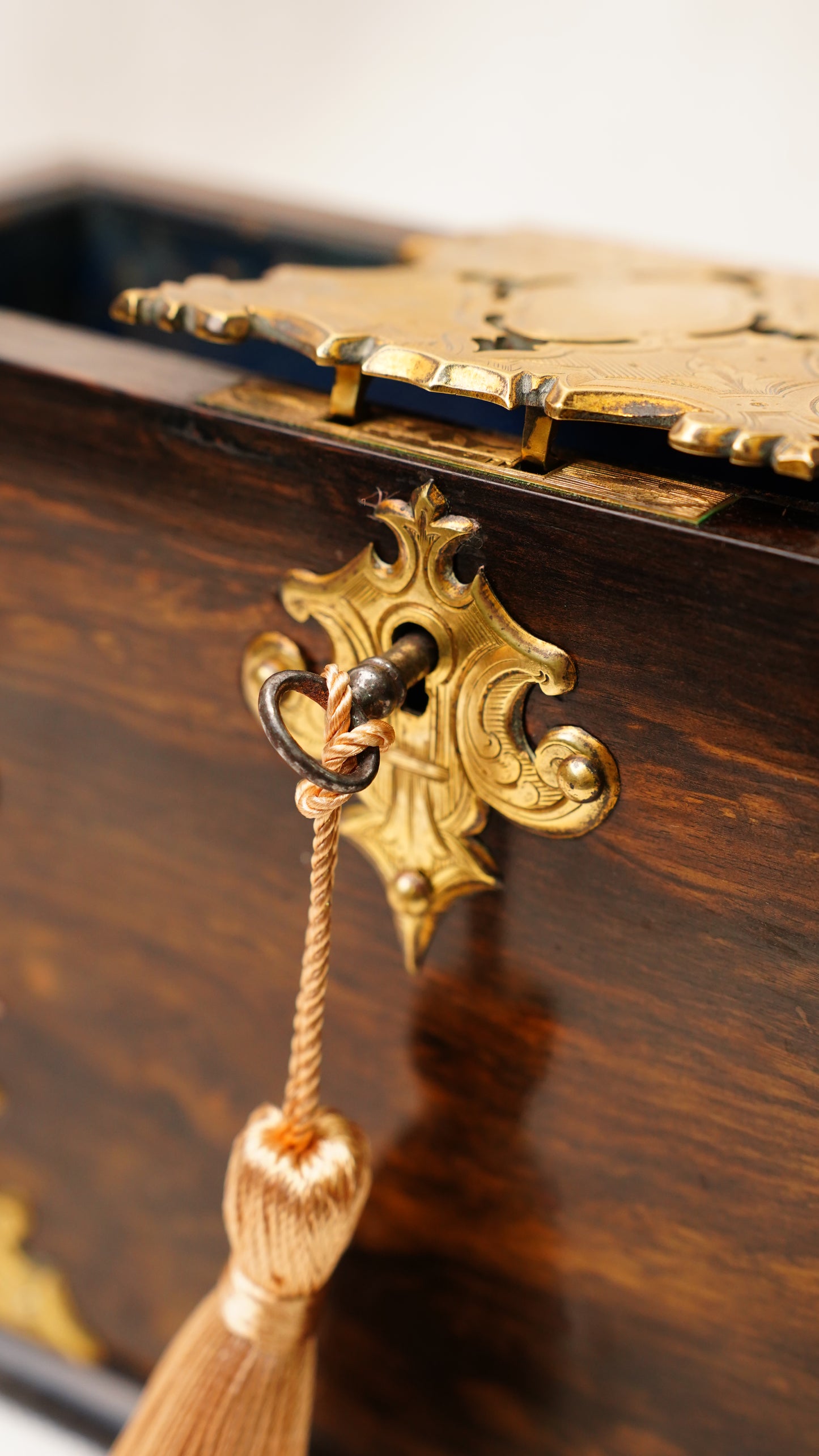 Antique Rosewood Spring Opening Stationery Box
