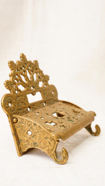 Antique English Brass Toilet Paper Holder, Circa 1890 to 1910