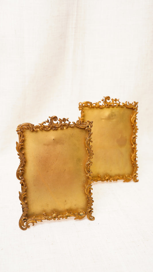 Antique English Gilt Brass Rococo Picture Frame, Ca. 1900