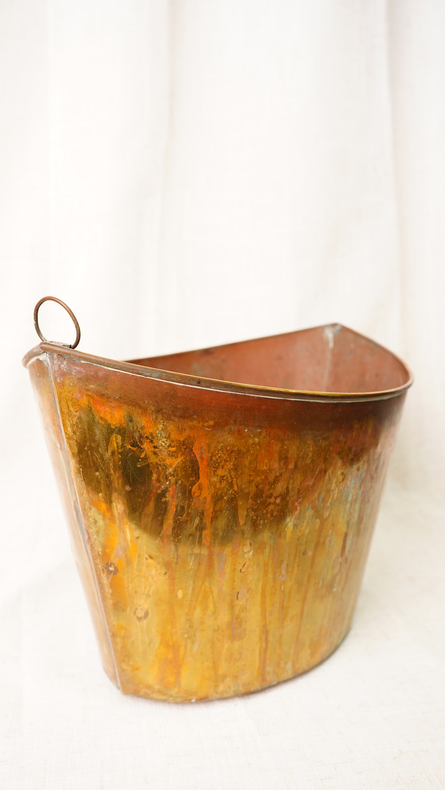 Antique English Mahogany Brass Bound Navette Peat Bucket