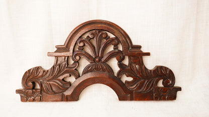 Antique English Carved Oak Pediment Crest Fragment, Circa 1880