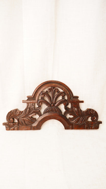Antique English Carved Oak Pediment Crest Fragment, Circa 1880