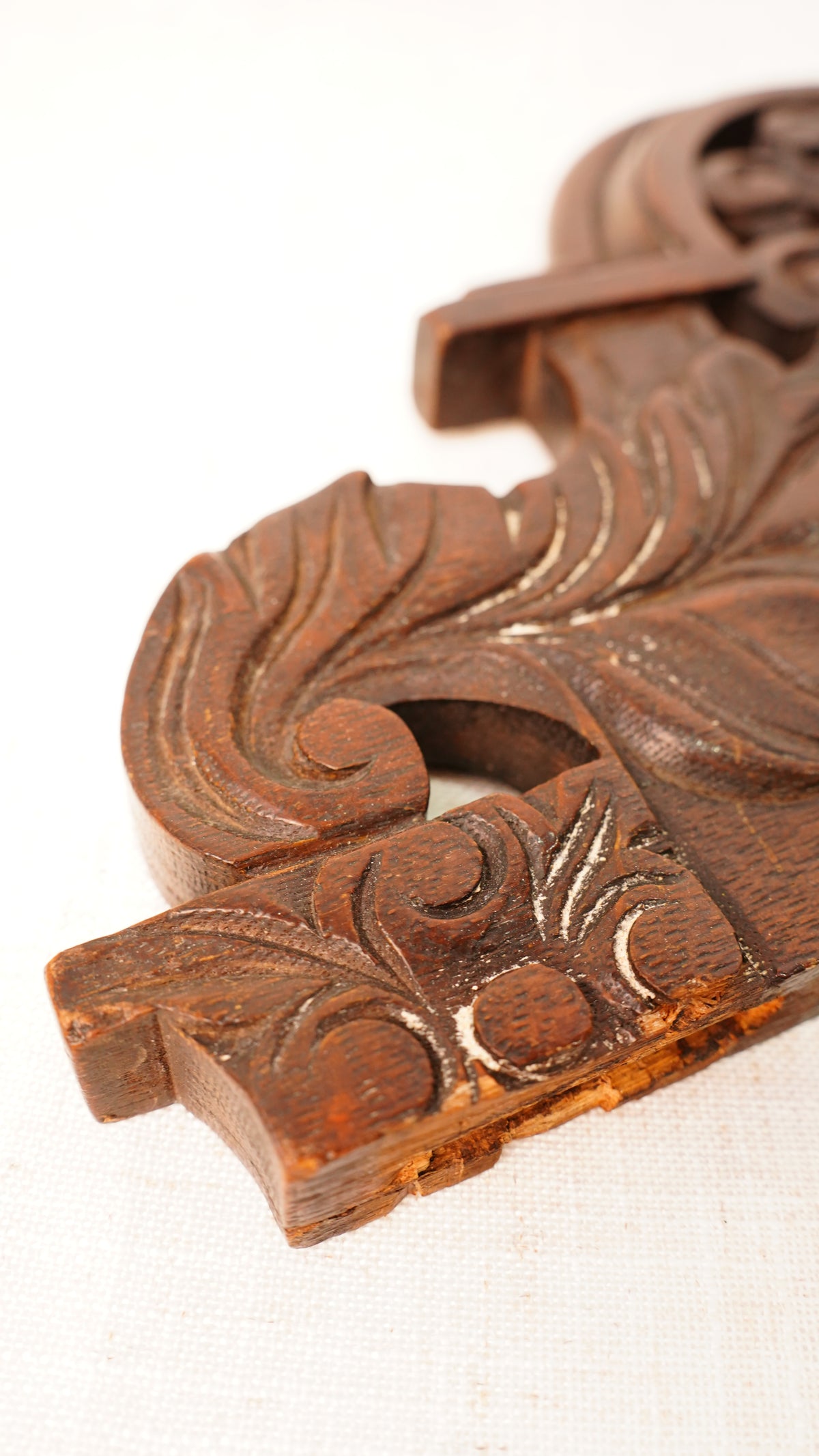Antique English Carved Oak Pediment Crest Fragment, Circa 1880