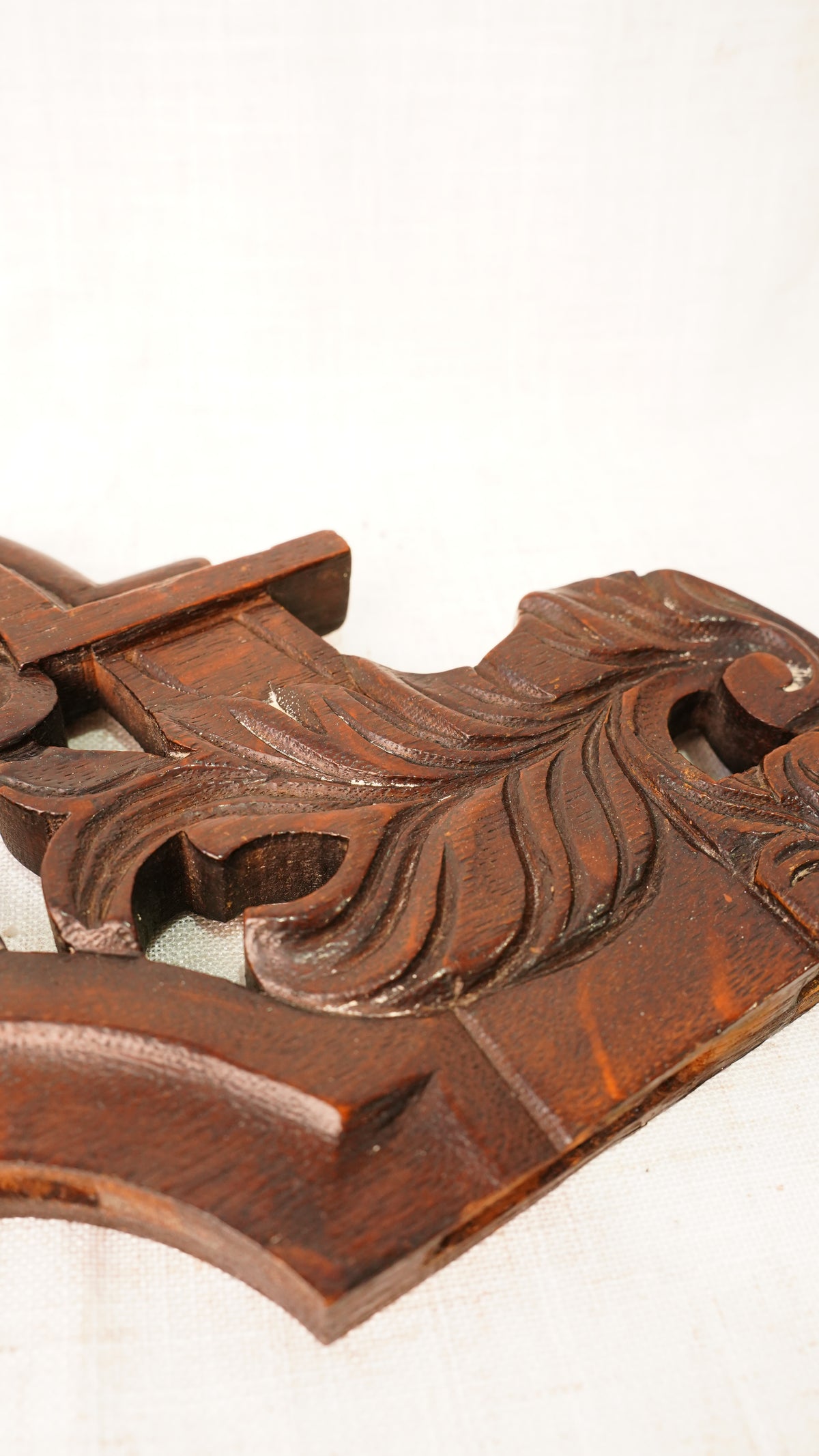 Antique English Carved Oak Pediment Crest Fragment, Circa 1880