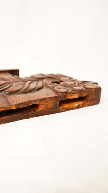 Antique English Carved Oak Pediment Crest Fragment, Circa 1880