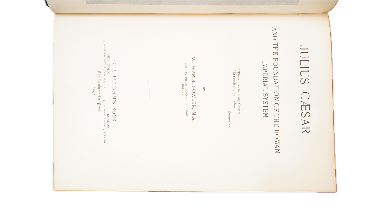 W Warde Fowler Julius Caesar 1892 Kidderminster School Prize Binding