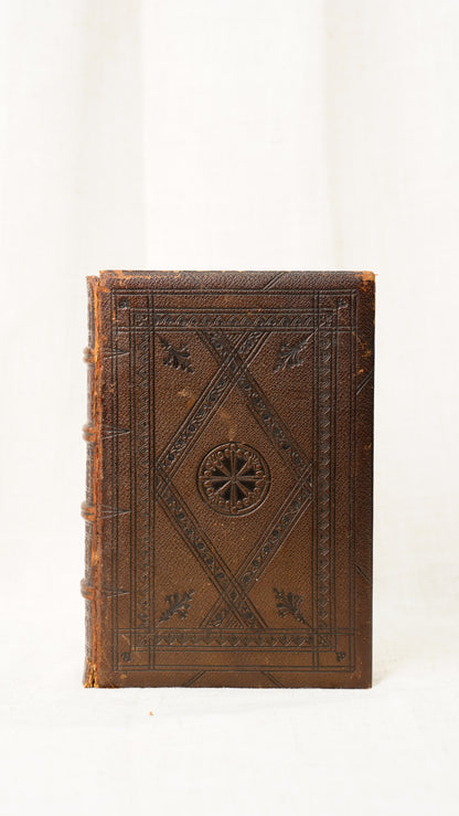 Leila Siege of Granada Bulwer 1850 Antique Leather Book, Gauffered Pages