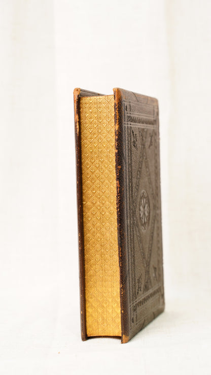 Leila Siege of Granada Bulwer 1850 Antique Leather Book, Gauffered Pages