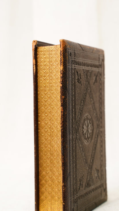 Leila Siege of Granada Bulwer 1850 Antique Leather Book, Gauffered Pages