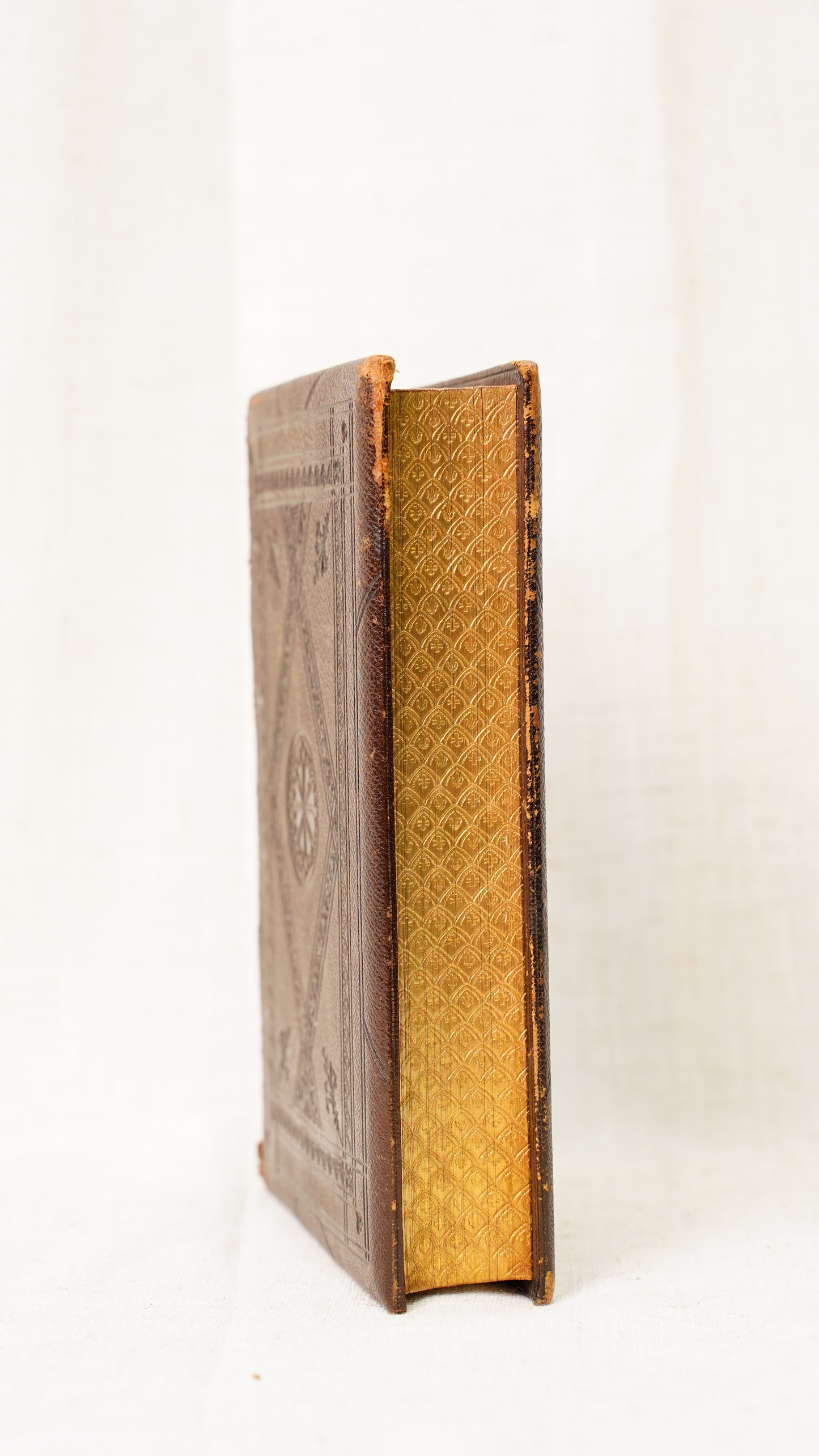 Leila Siege of Granada Bulwer 1850 Antique Leather Book, Gauffered Pages
