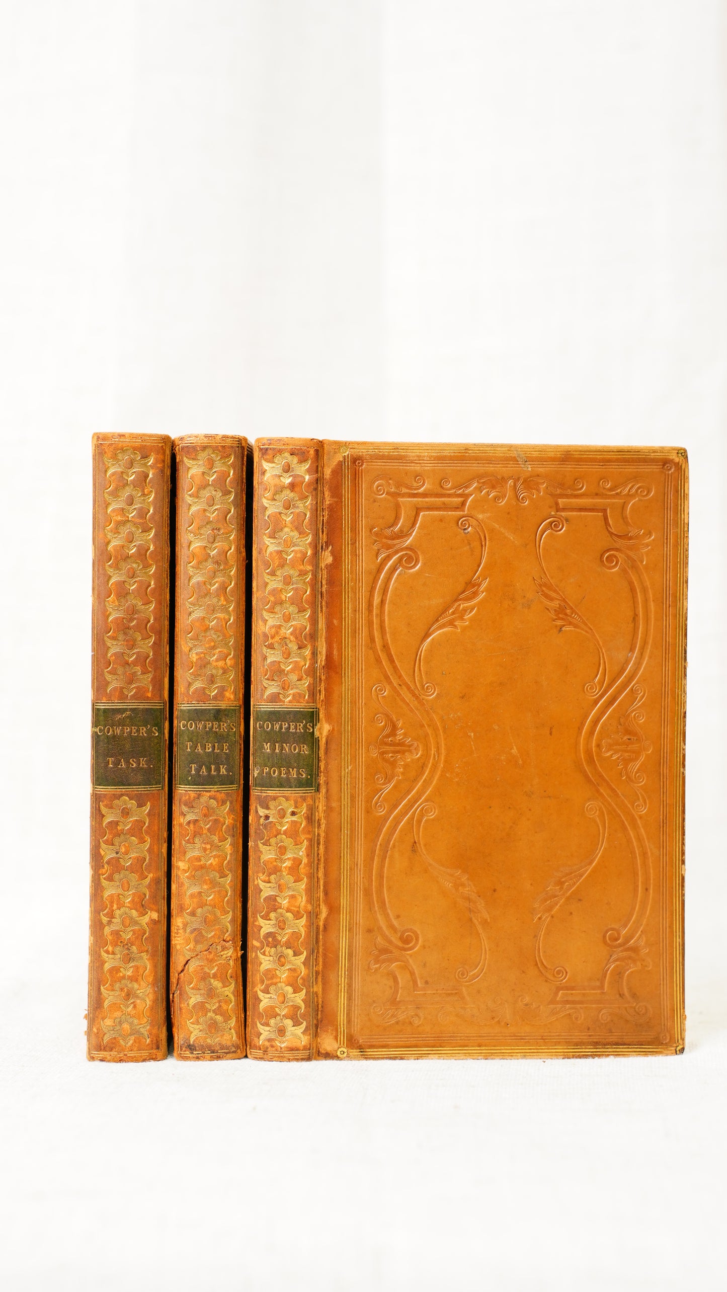 William Cowper Poems 3 Volumes John Sharpe 1825 Antique Calf Set