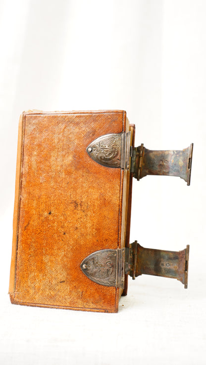 Antique Dutch New Testament 1851 Silver Clasps Leather Binding Book