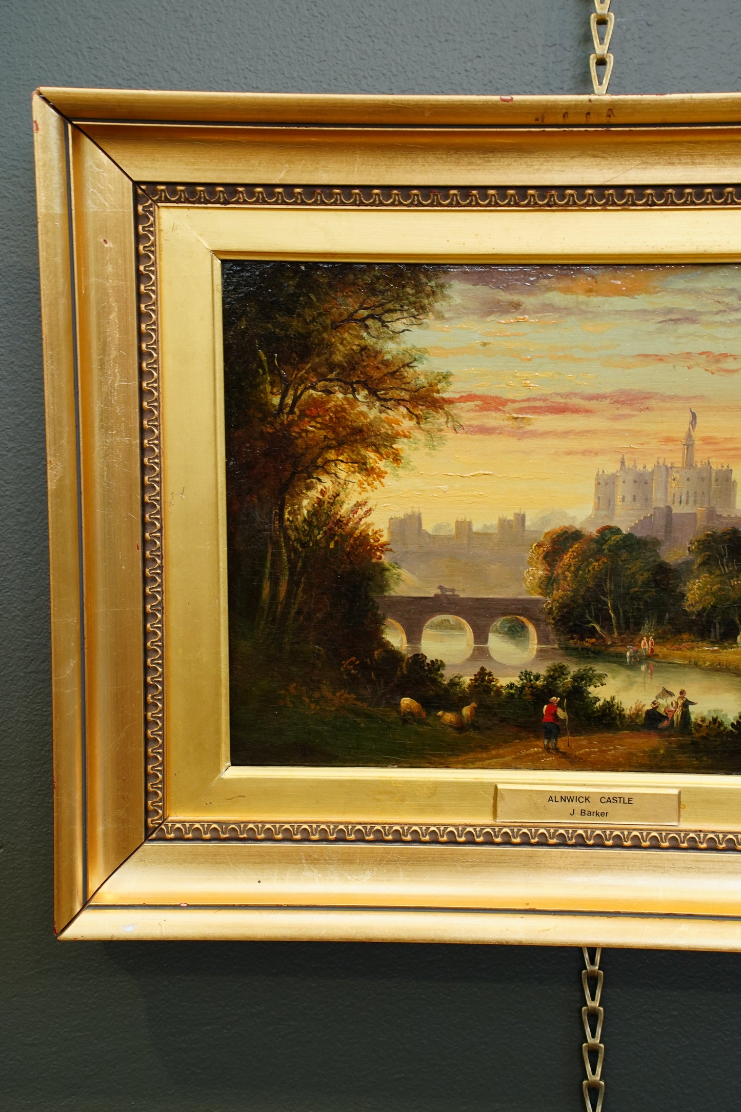 *RESERVED FOR SUZETTE* Antique Victorian Oil on Panel, Alnwick Castle, Attributed to John Barker