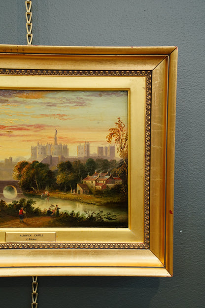 *RESERVED FOR SUZETTE* Antique Victorian Oil on Panel, Alnwick Castle, Attributed to John Barker