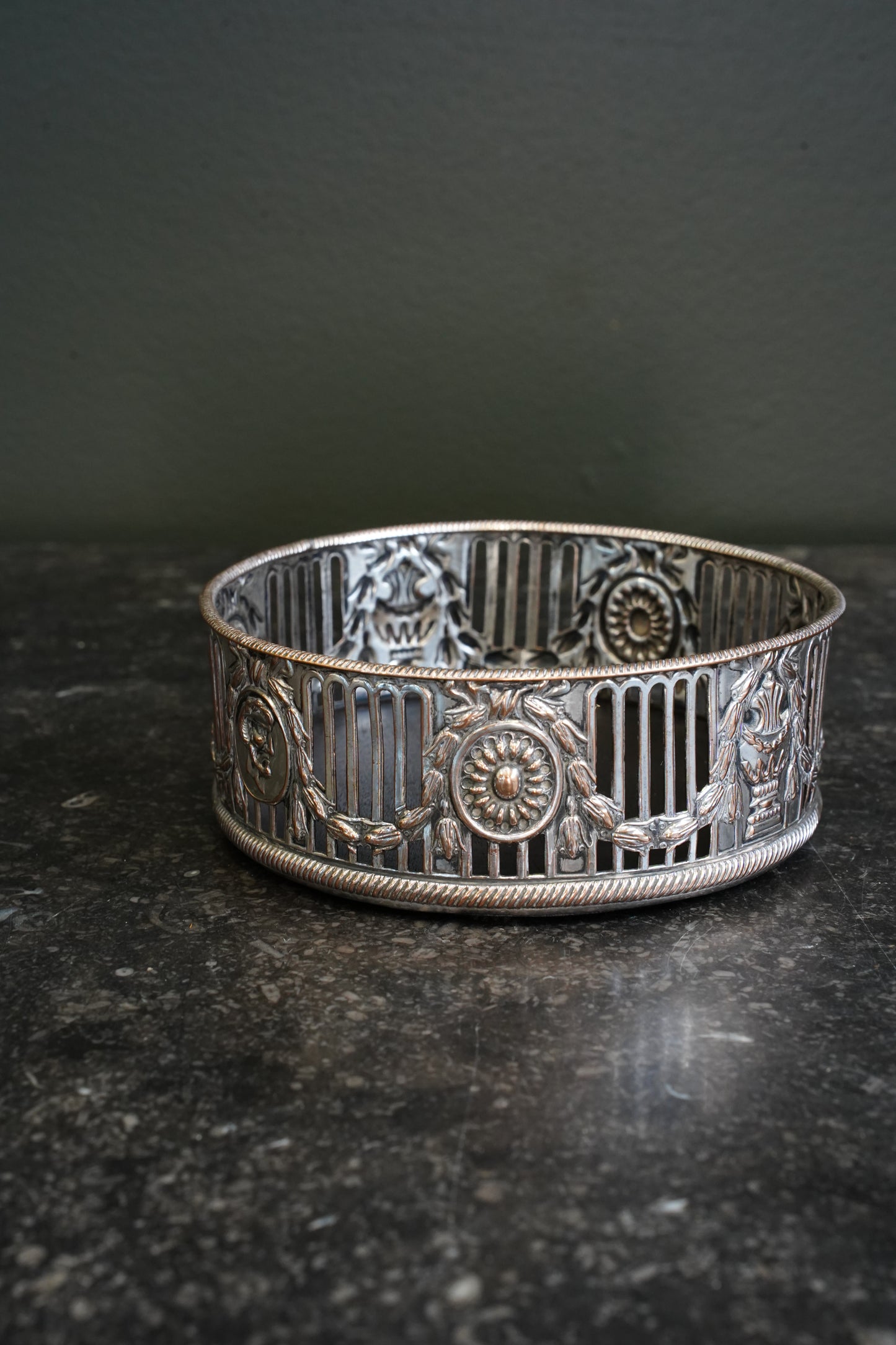 Antique English Silverplate Wine Coaster
