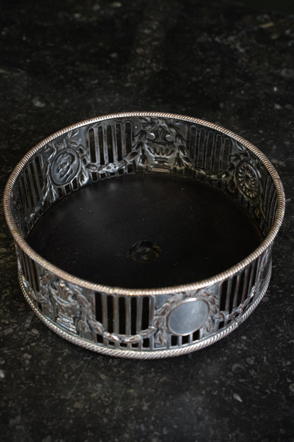 Antique English Silverplate Wine Coaster