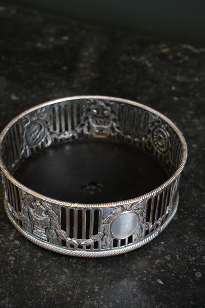 Antique English Silverplate Wine Coaster
