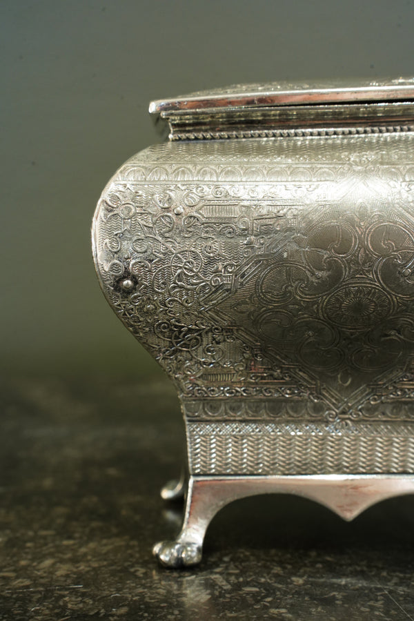 Victorian Britannia Metal Tea Caddy, Bombe Form secondary view