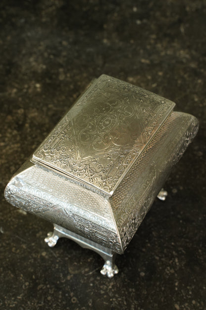 Victorian Britannia Metal Tea Caddy, Bombe Form