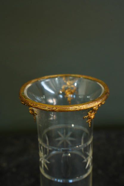 French Gilt Brass Mounted Cut Glass Vase