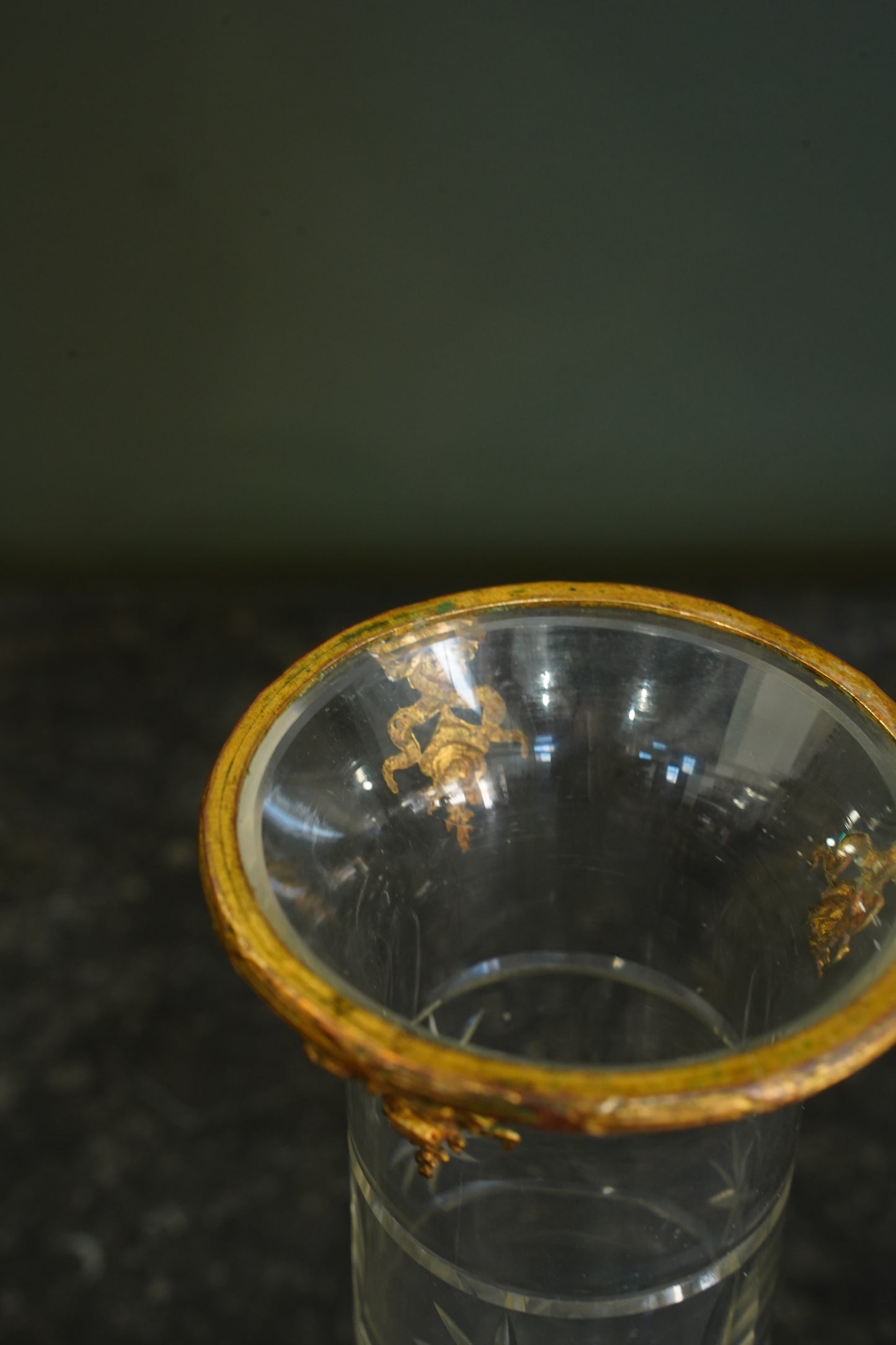 French Gilt Brass Mounted Cut Glass Vase