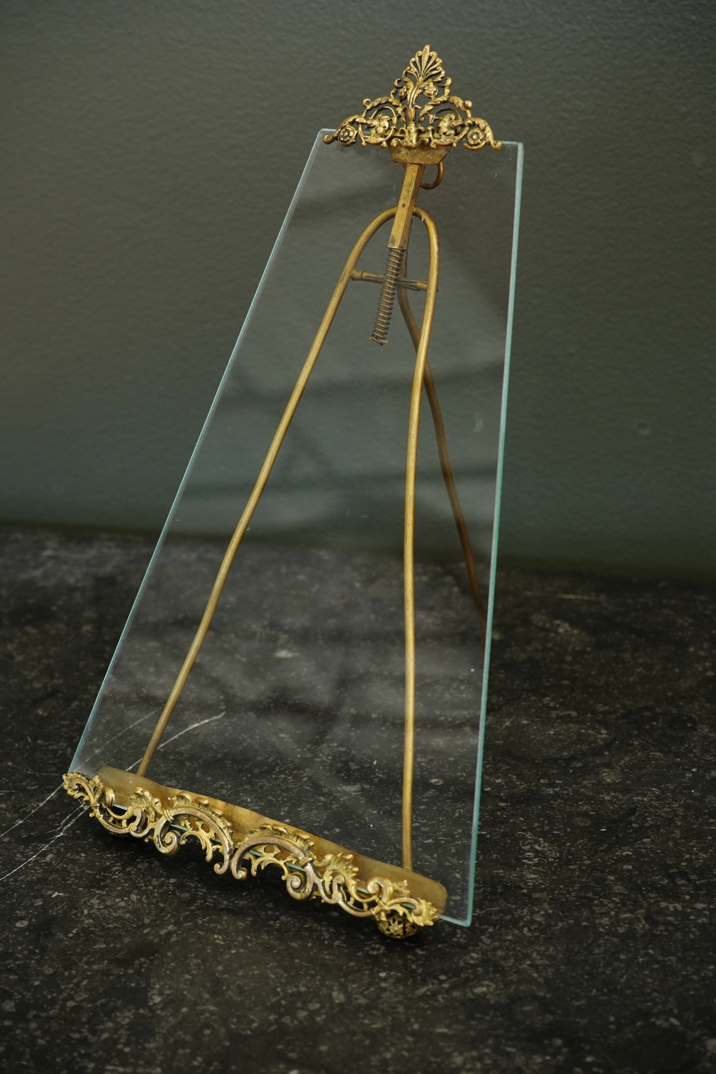 *RESERVED FOR LAUREL* Antique French Gilt Brass Tension Easel Picture Frame, Circa 1890