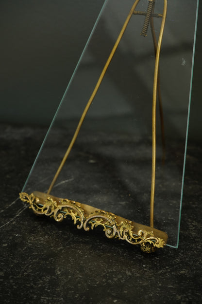 *RESERVED FOR LAUREL* Antique French Gilt Brass Tension Easel Picture Frame, Circa 1890