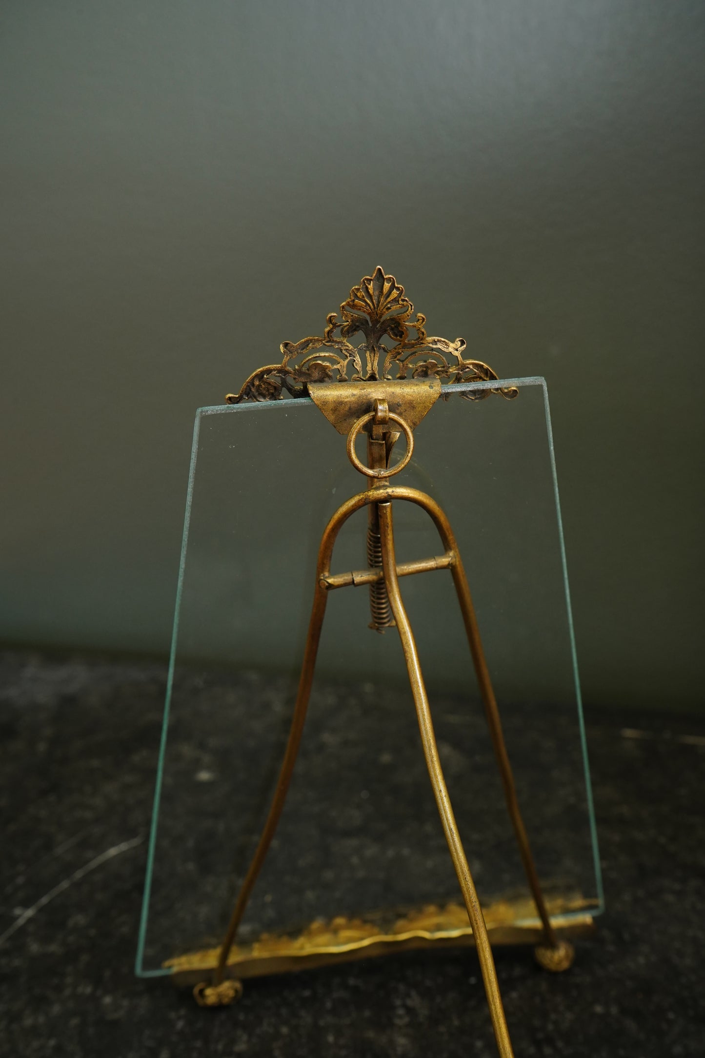*RESERVED FOR LAUREL* Antique French Gilt Brass Tension Easel Picture Frame, Circa 1890