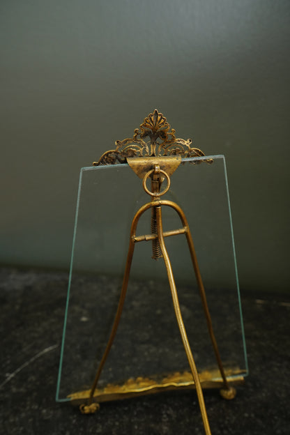 *RESERVED FOR LAUREL* Antique French Gilt Brass Tension Easel Picture Frame, Circa 1890