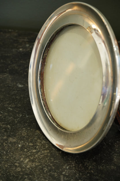 Antique English Silverplate Circular Photo Frame, Edwardian, Ca. 1905