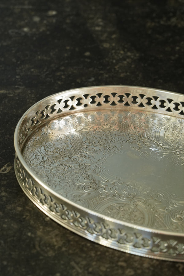 Small Vintage English Silverplate Gallery Tray secondary view