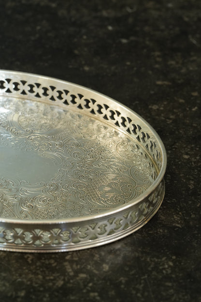 Small Vintage English Silverplate Gallery Tray