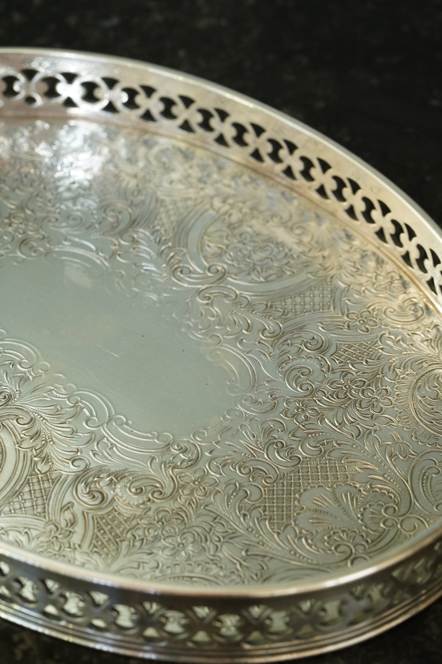 Small Vintage English Silverplate Gallery Tray
