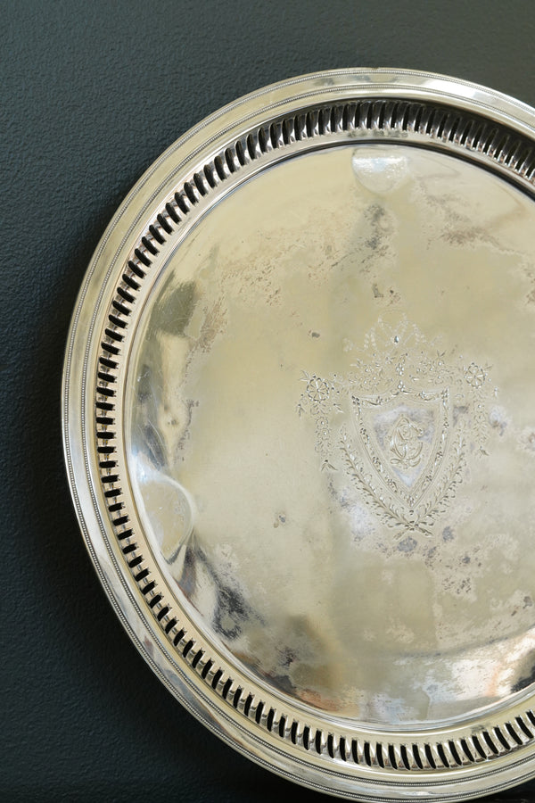 Antique Round Victorian Silverplate Tray, Roberts & Belk Sheffield secondary view