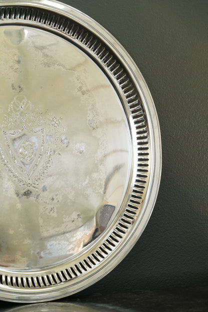 Antique Round Victorian Silverplate Tray, Roberts & Belk Sheffield