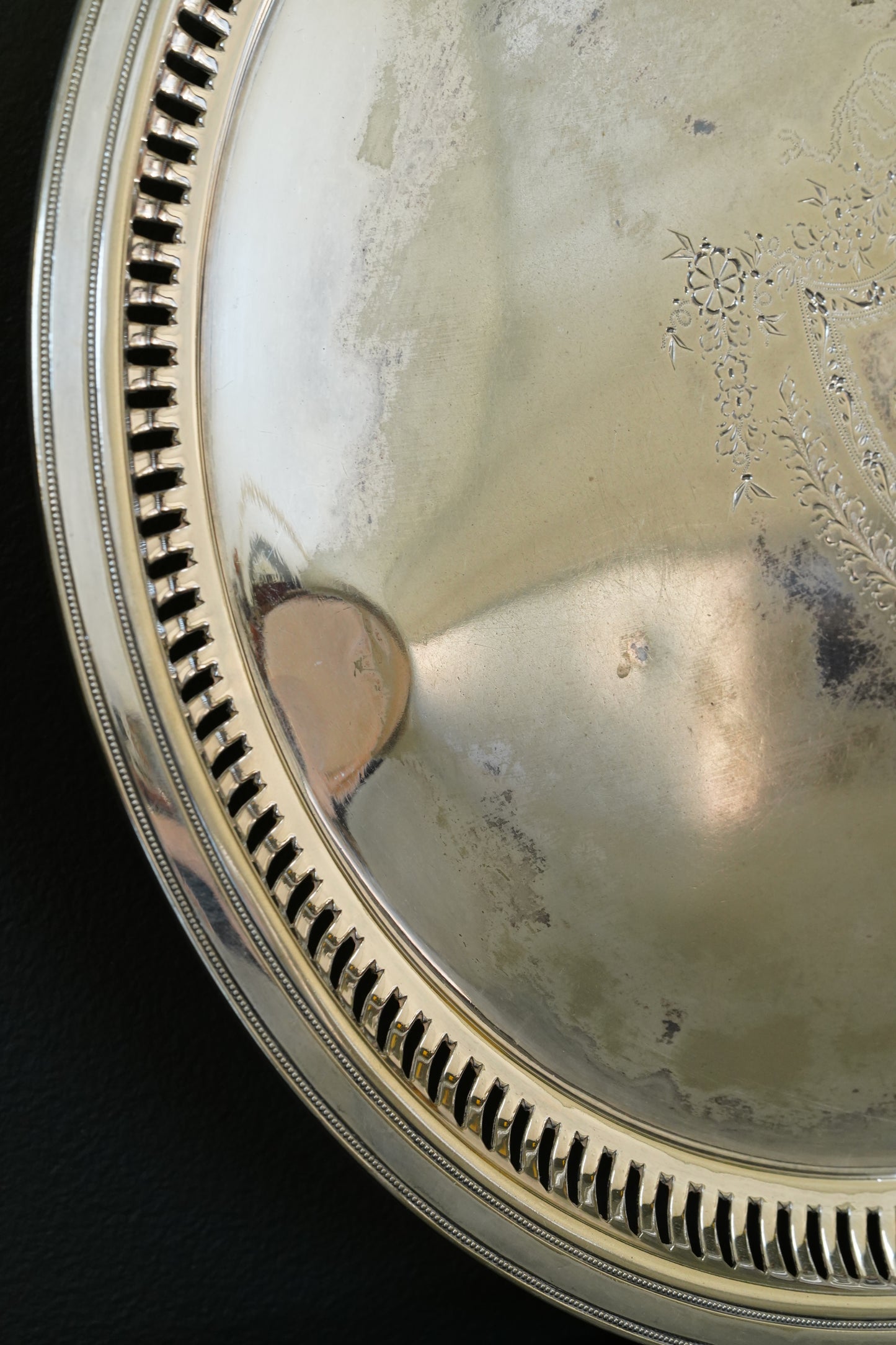 Antique Round Victorian Silverplate Tray, Roberts & Belk Sheffield