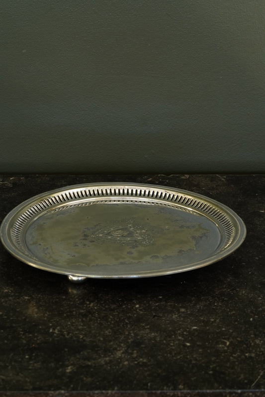 Antique Round Victorian Silverplate Tray, Roberts & Belk Sheffield