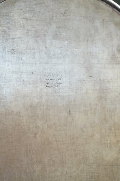 Vintage Sheffield Silverplate Gallery Tray, Engraved