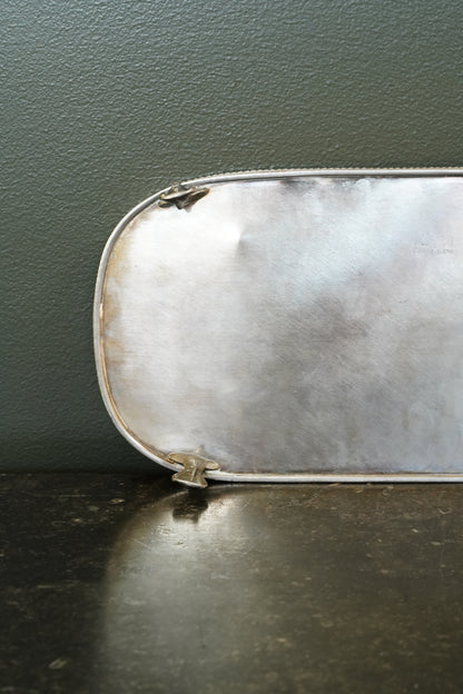 *RESERVED* Antique English Silverplate Gallery Tray with Feet, Sheffield