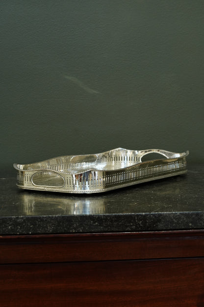 Antique Mappin & Webb Silverplate Gallery Tray, Sheffield, Rectangular